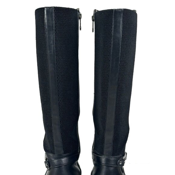 BLONDO Laina Tall Waterproof Black Leather Riding Boots Women's 7.5M Wedge Zip - Picture 6 of 15